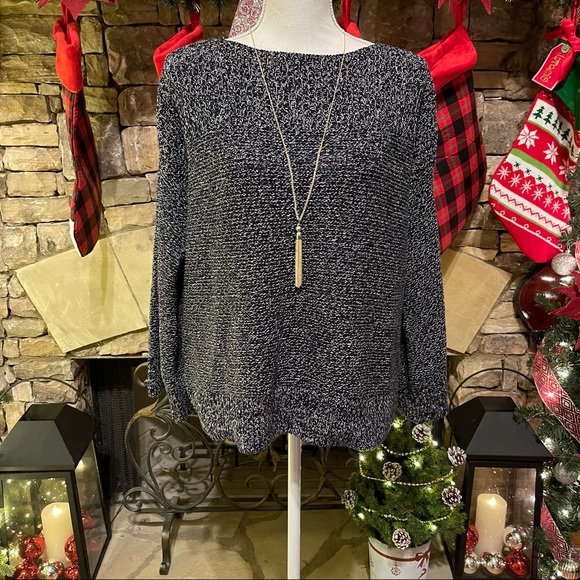 NWOT Loft Marled Navy and White Sweater Medium - Picture 2 of 10